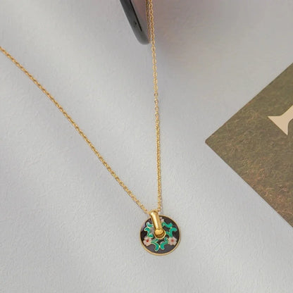 304 Stainless Steel 18K Gold Plated Retro Plating Flower Earrings Necklace