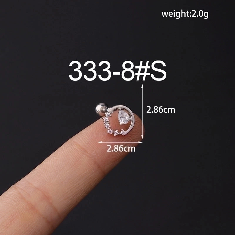 Ear Cartilage Rings & Studs Fashion Geometric Copper Plating Artificial Gemstones