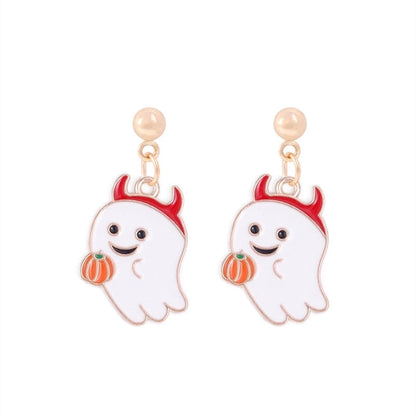 1 Pair Funny Cool Style Pumpkin Spider Web Ghost Enamel Zinc Alloy Drop Earrings