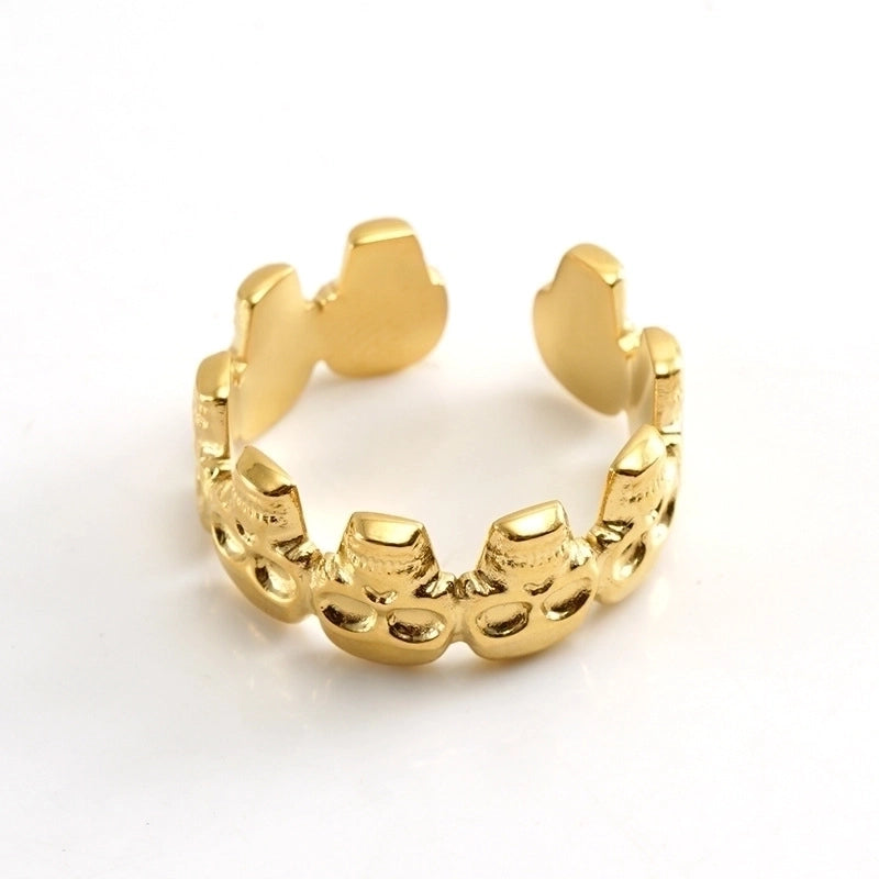 Cool Style Skull 304 Stainless Steel 18K Gold Plated Open Rings