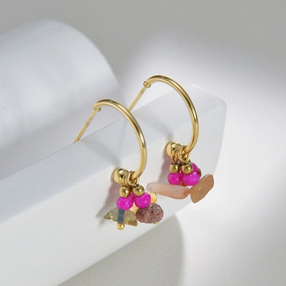 Romantic Stone Stainless Steel Plastic Drop Earrings Plating Stainless Steel Earrings