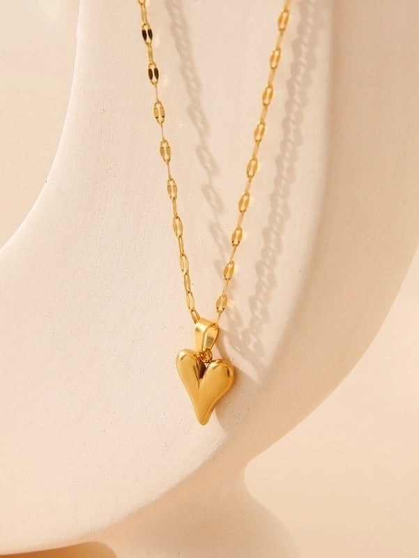 Elegant Minimalist Heart Shape 304 Stainless Steel Copper 18K Gold Plated Plating Pendant Necklace