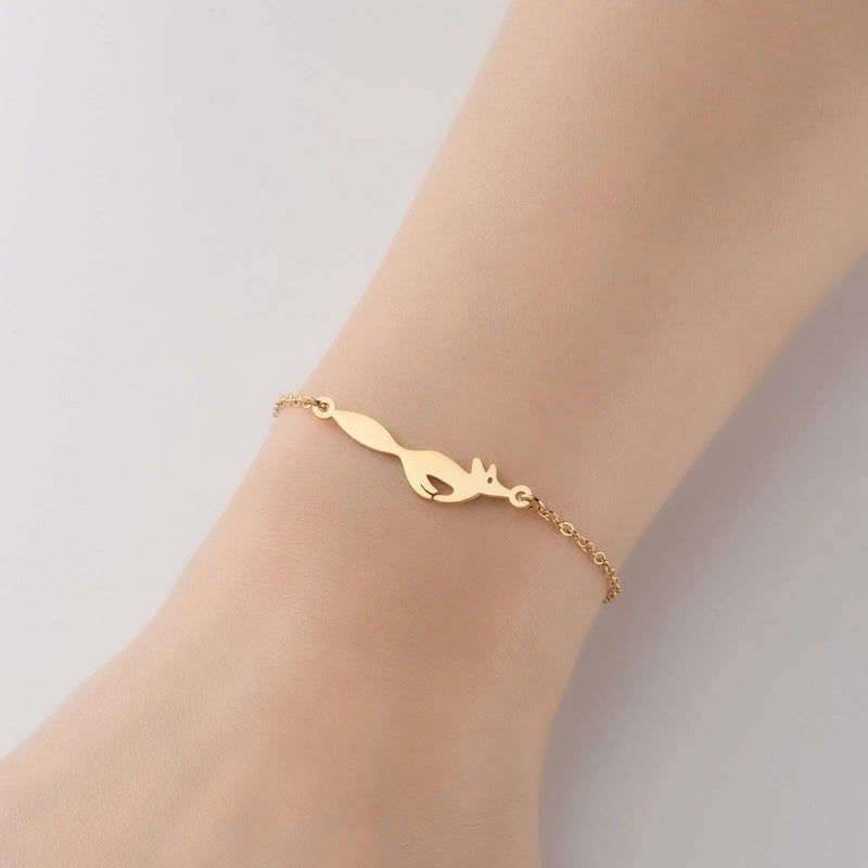 Cute Lady Letter Fox Horse 201 Stainless Steel 18K Gold Plated Bracelets In Bulk