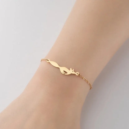 Cute Lady Letter Fox Horse 201 Stainless Steel 18K Gold Plated Bracelets In Bulk
