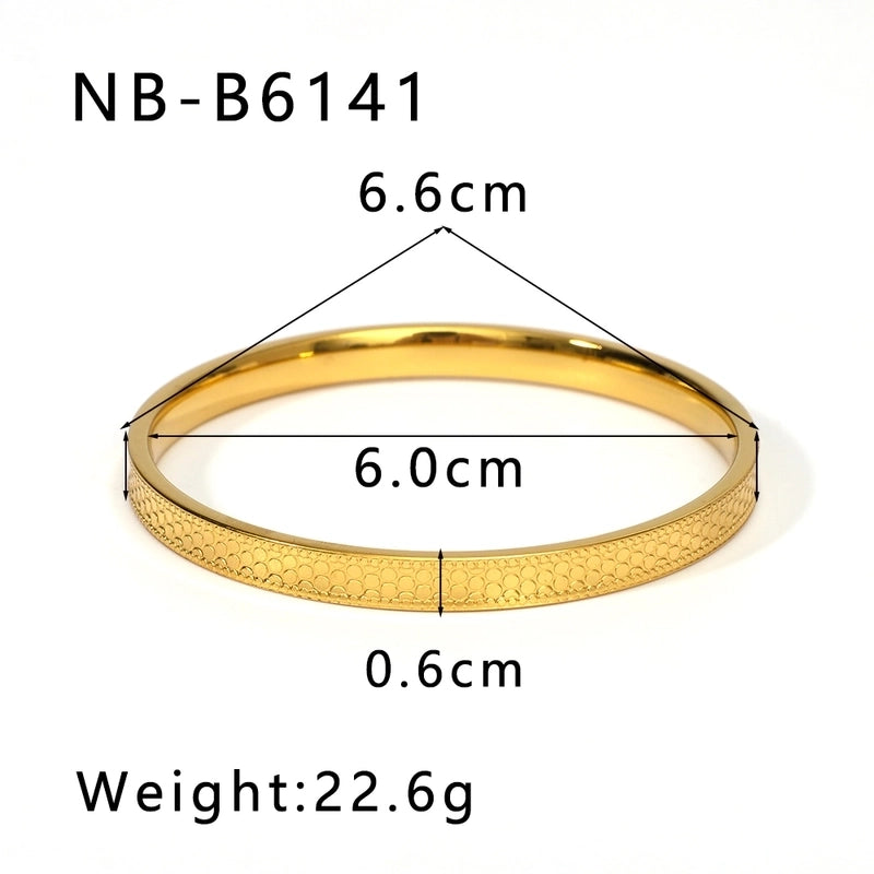Vintage Style Minimalist Classic Style Geometric 304 Stainless Steel 18K Gold Plated Zircon Bangle In Bulk