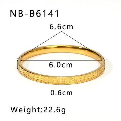 Vintage Style Minimalist Classic Style Geometric 304 Stainless Steel 18K Gold Plated Zircon Bangle In Bulk