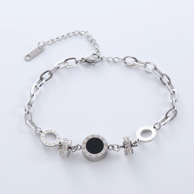 Women Versatile Asymmetrical Circle Chain Geometric Stainless Steel Electroplating Bracelets