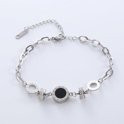 Women Versatile Asymmetrical Circle Chain Geometric Stainless Steel Electroplating Bracelets
