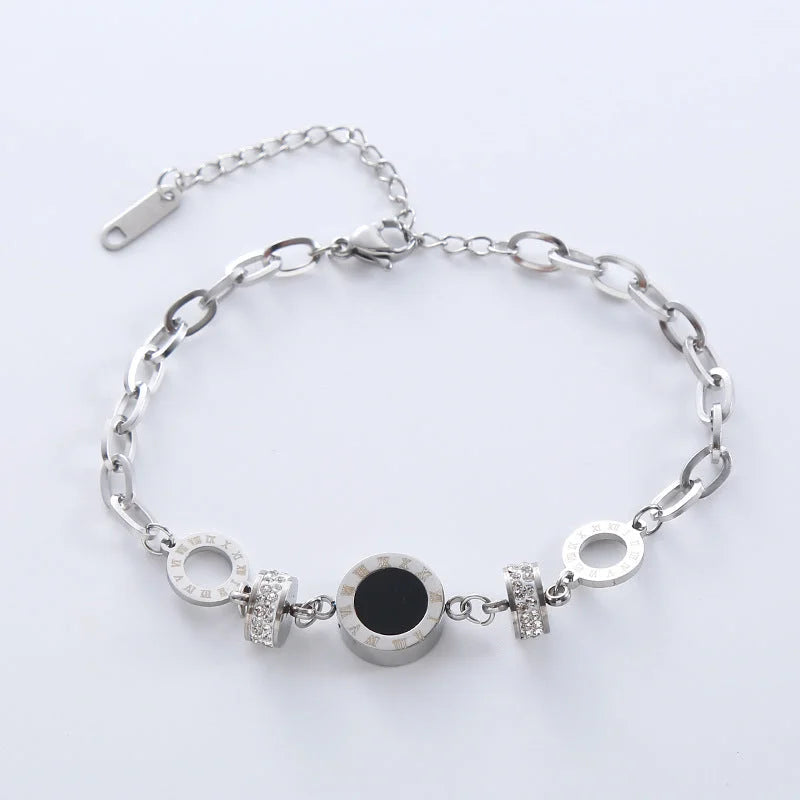 Women Versatile Asymmetrical Circle Chain Geometric Stainless Steel Electroplating Bracelets