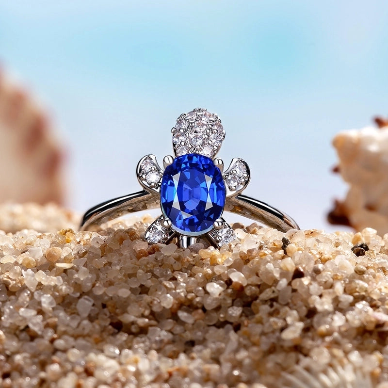 Minimalist Animal Copper Plating Inlay Artificial Gemstones Rings