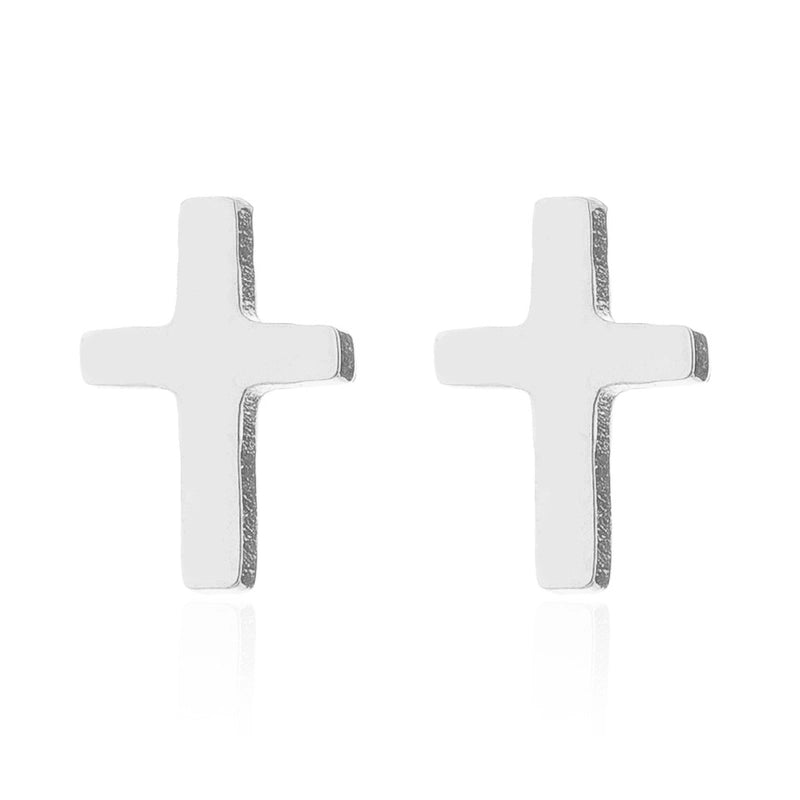 1 Pair Minimalist Cross Plating 304 Stainless Steel 18K Gold Plated Ear Studs