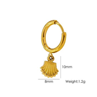 3 Pieces Beach Tortoise Starfish Shell Plating 304 Stainless Steel 14K Gold Plated Earrings