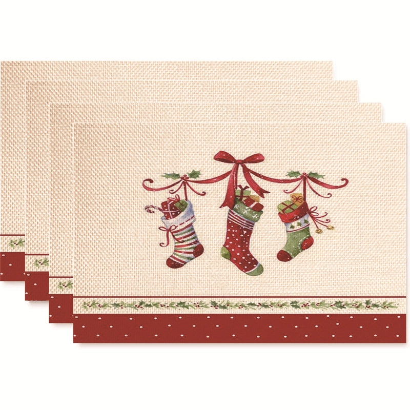 Christmas Nordic Style Christmas Tree Bow Knot Snowflake Linen Cotton And Linen Placemat