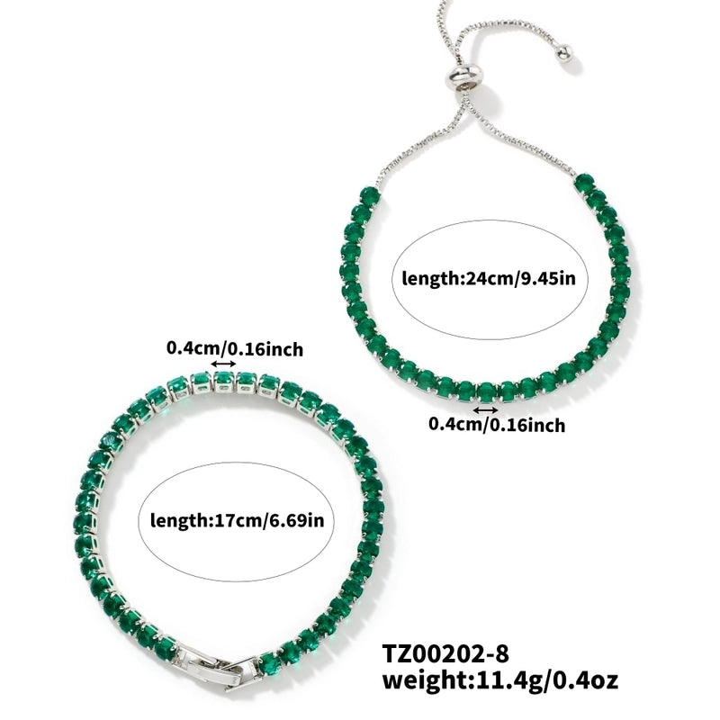 Copper Tennis Chain Rhodium Plated Plating Inlay Geometric Zircon Bracelets