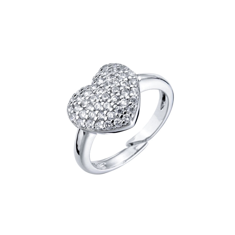 Copper Micro-encrusted Zircon Peach Heart-shaped Opening Adjustable Ring