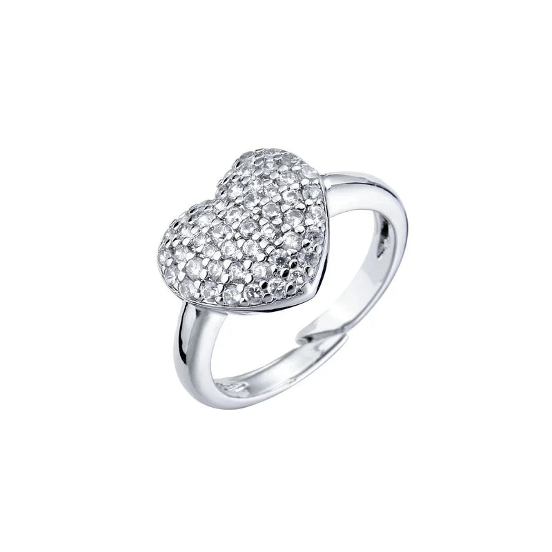 Copper Micro-encrusted Zircon Peach Heart-shaped Opening Adjustable Ring