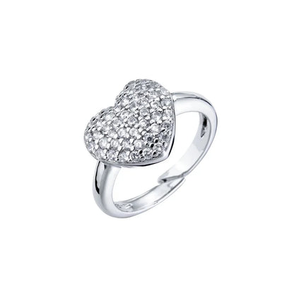 Copper Micro-encrusted Zircon Peach Heart-shaped Opening Adjustable Ring