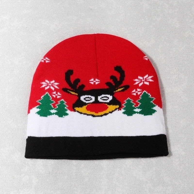 Unisex Cute Vintage Style Christmas Hat Christmas Tree Santa Claus Eaveless Wool Cap