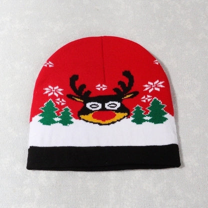 Unisex Cute Vintage Style Christmas Hat Christmas Tree Santa Claus Eaveless Wool Cap