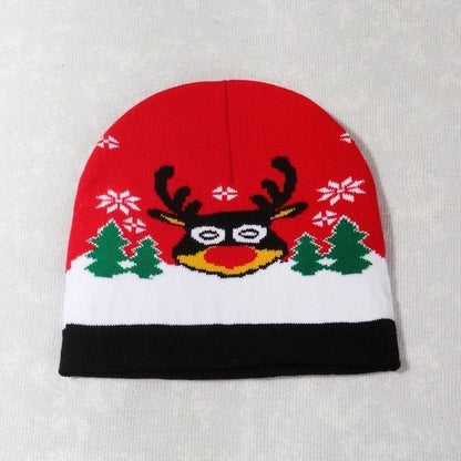 Unisex Cute Vintage Style Christmas Hat Christmas Tree Santa Claus Eaveless Wool Cap