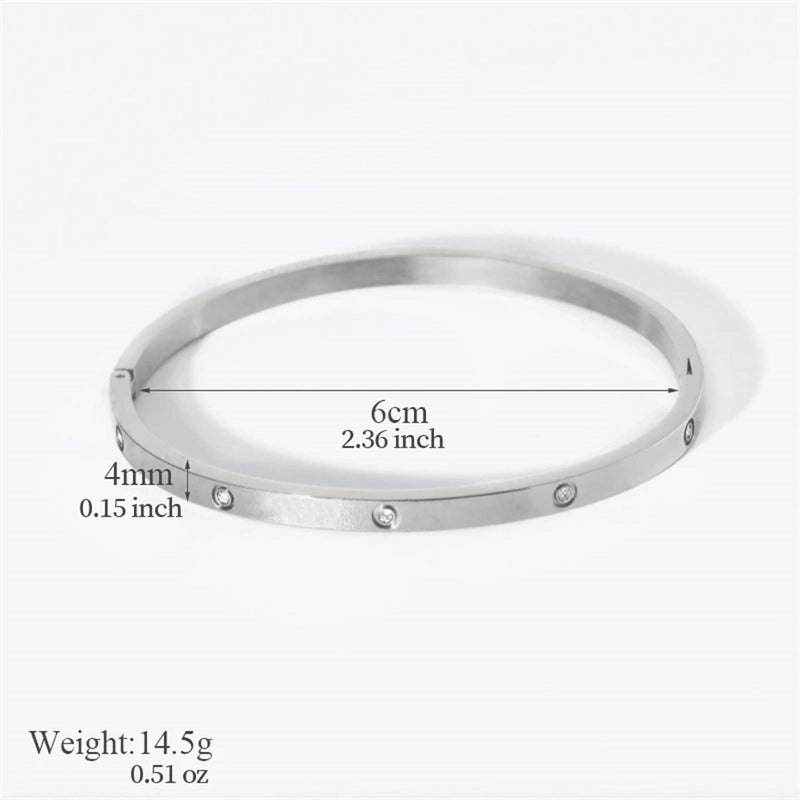 Casual Minimalist Streetwear Geometric 304 Stainless Steel Zircon Bangle In Bulk