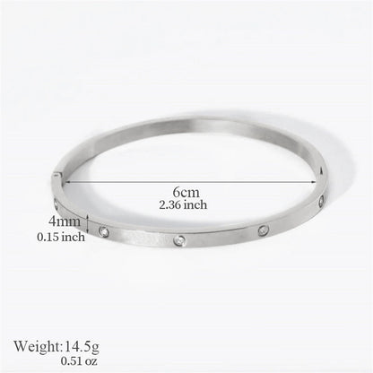 Casual Minimalist Streetwear Geometric 304 Stainless Steel Zircon Bangle In Bulk