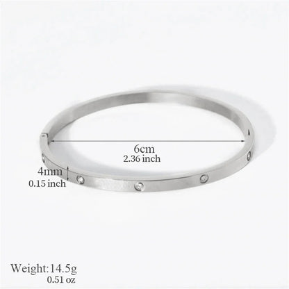 Casual Minimalist Streetwear Geometric 304 Stainless Steel Zircon Bangle In Bulk