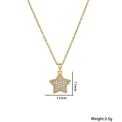 Moderate Luxury Pentagram Titanium Steel 18K Gold Plated Necklaces