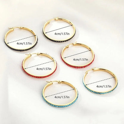 1 Pair Elegant Minimalist Streetwear Round 304 Stainless Steel 18K Gold Plated Stainless Steel Earrings