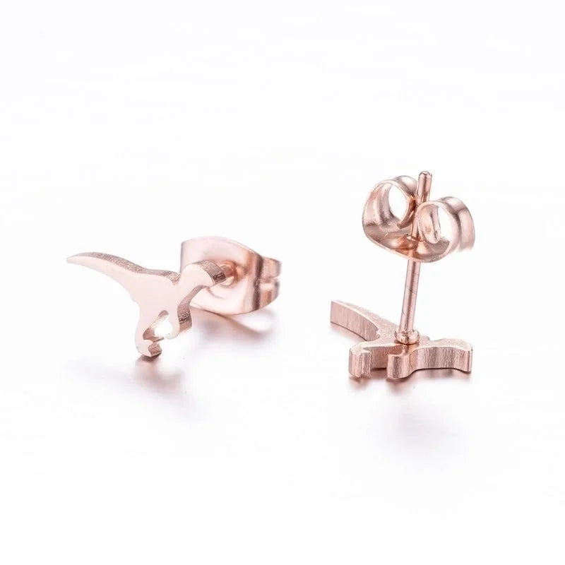 1 Pair Minimalist Dinosaur Plating 304 Stainless Steel 18K Gold Plated Ear Studs