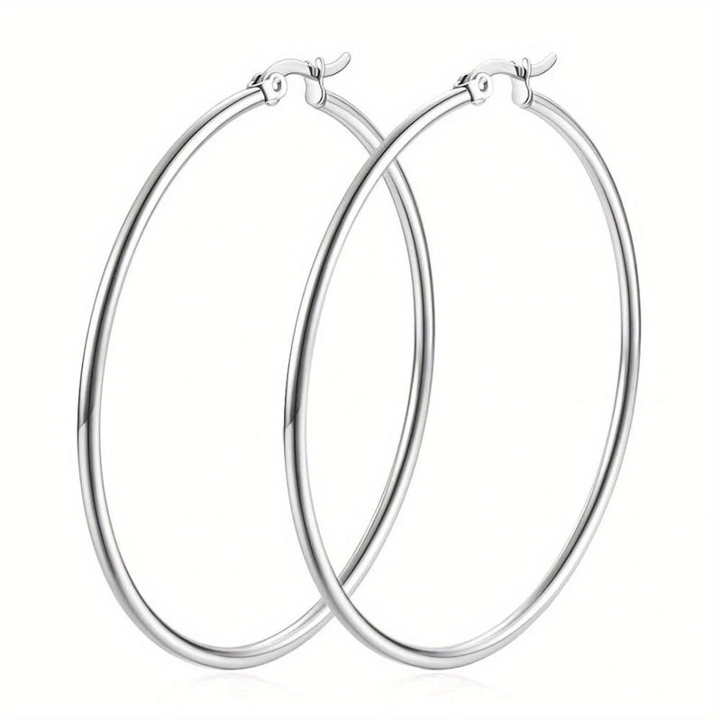 1 Pair Basic Minimalist Commute Round 304 Stainless Steel 18K Gold Plated Earrings