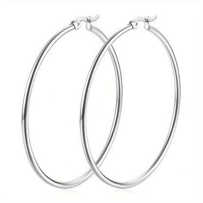 1 Pair Basic Minimalist Commute Round 304 Stainless Steel 18K Gold Plated Earrings