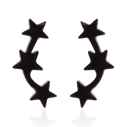 Minimalist Triangle Moon Coconut Tree Stainless Steel Asymmetrical Plating Ear Studs 1 Pair