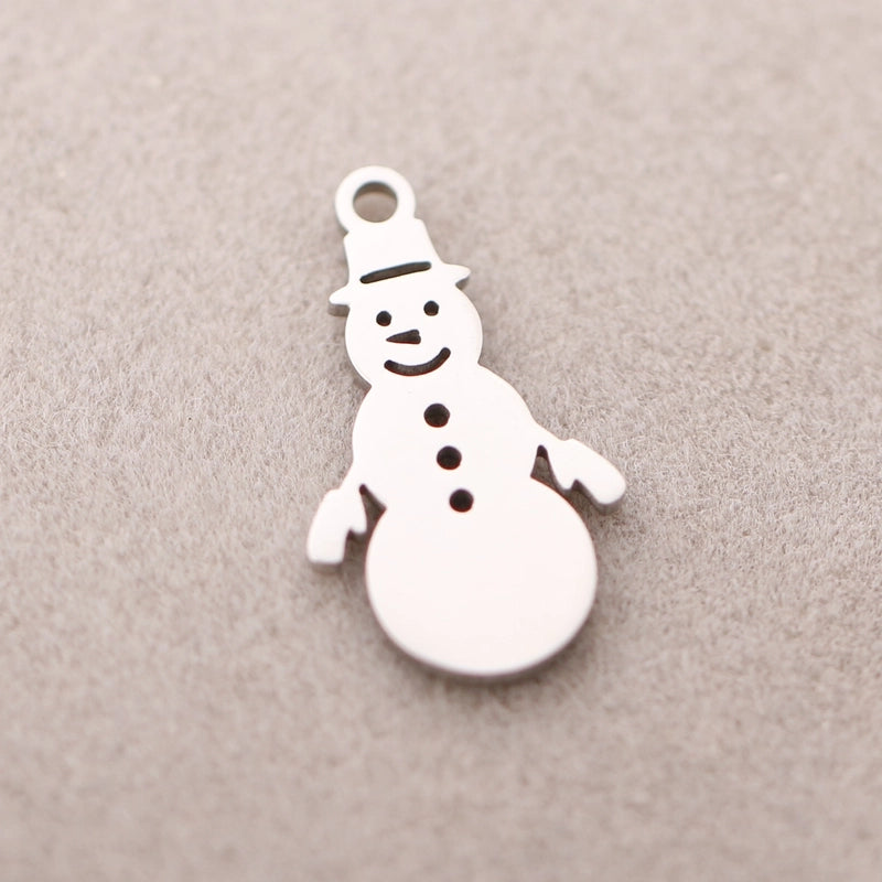 5 PCS/Package 13*16mm 14*19mm 304 Stainless Steel Christmas Tree Snowman Snowflake Pendant Jewelry Accessories