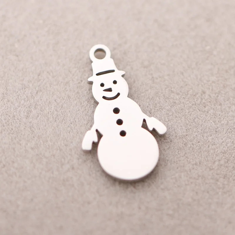 5 PCS/Package 13*16mm 14*19mm 304 Stainless Steel Christmas Tree Snowman Snowflake Pendant Jewelry Accessories