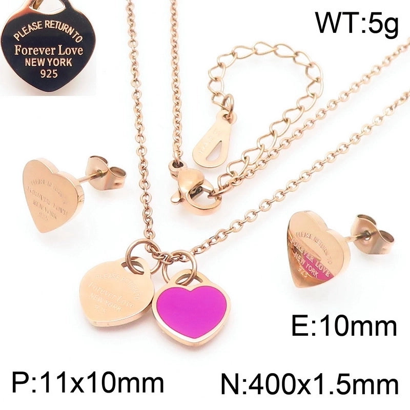 Minimalist Heart Shape 304 Stainless Steel 18K Gold Plated Jewelry Set