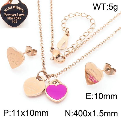 Minimalist Heart Shape 304 Stainless Steel 18K Gold Plated Jewelry Set