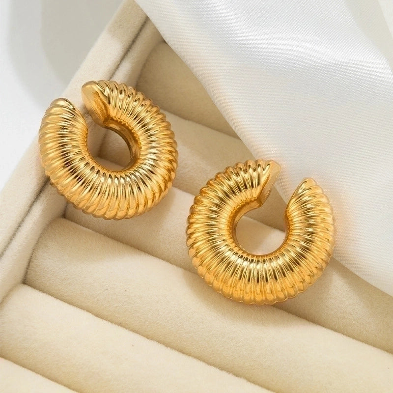 1 Pair Fashion Solid Color Plating 304 Stainless Steel 18K Gold Plated Earrings