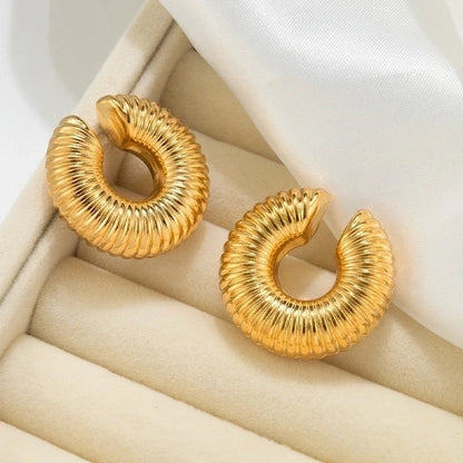 1 Pair Fashion Solid Color Plating 304 Stainless Steel 18K Gold Plated Earrings