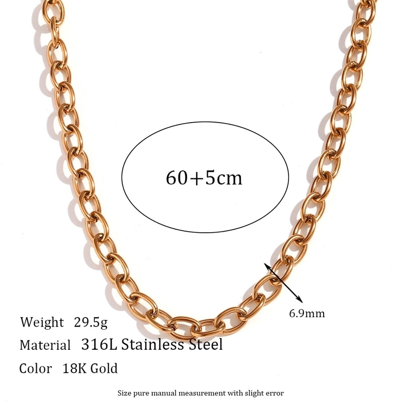 Basic Minimalist Classic Style Solid Color 304 Stainless Steel 18K Gold Plated Plating Necklace
