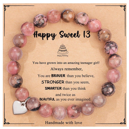 New Natural Stone Beaded Bracelet Birthday Christmas Gift Emperor Stone Powder Zebra Bracelet