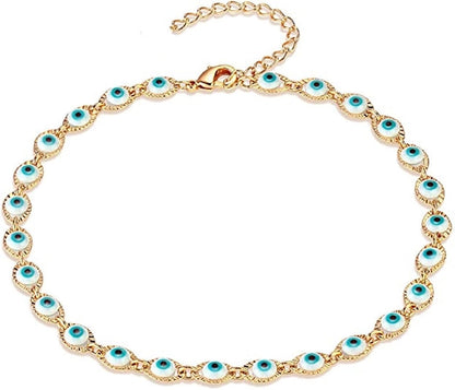 Retro Devil's Eye Copper Plating Unisex Bracelets Anklet Necklace