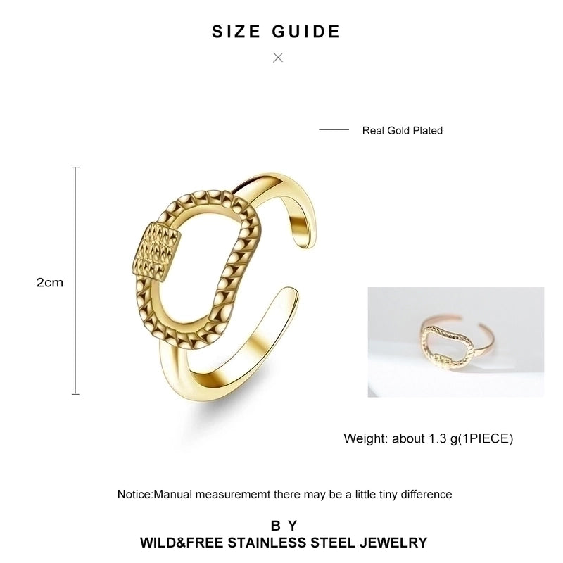Minimalist U Shape Titanium Steel Plating 18k Gold Plated Open Ring