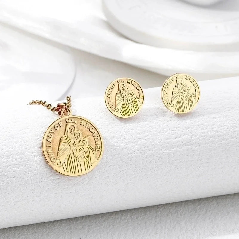 Vintage Style Geometric 304 Stainless Steel 18K Gold Plated Plating Earrings Necklace