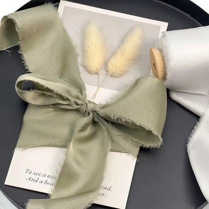 Satin Hand Ripped Burr Cloth Strip Ribbon New Year Ribbon Soft Decorative Hair Ribbon Flowers Ribbon Christmas Ribbon