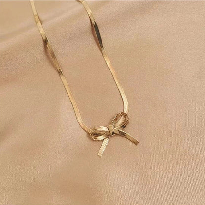 Sweet Bow Knot Titanium Steel Plating Choker