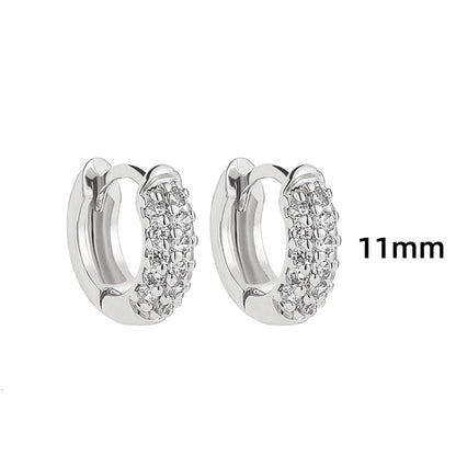 1 Pair Minimalist Shiny Round Inlay Copper Zircon Earrings