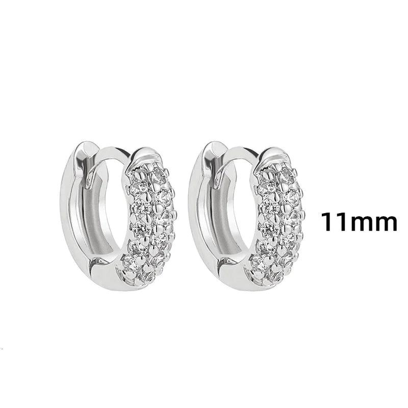 1 Pair Minimalist Shiny Round Inlay Copper Zircon Earrings