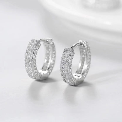 2 Pieces Classic Style Shiny Round Plating Inlay Brass Zircon Gold Plated Platinum Plated Earrings