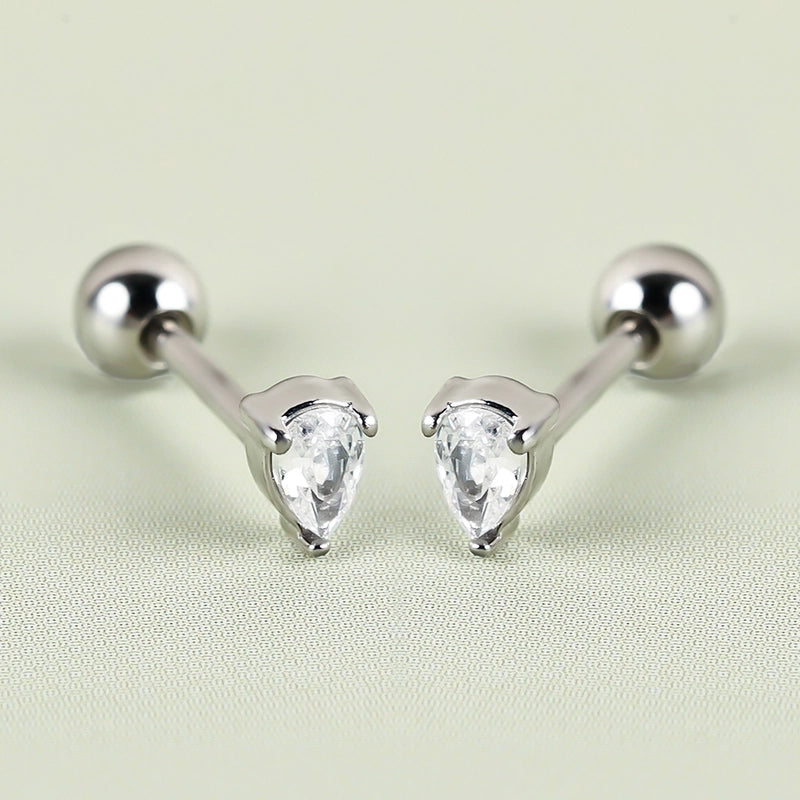 1 Pair Minimalist Classic Style Shiny Geometric Polishing Inlay 304 Stainless Steel Zircon Cartilage Earrings